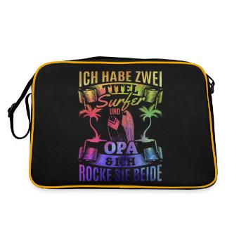 Surfing Opa Surfen Wellenreiten Surfbrett Surfing - Retro Tasche - Schwarz/Gold - Hinten