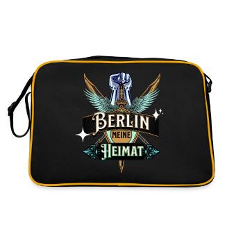 Berlin meine Heimat für Berliner und Berlin Fans - Retro Tasche - Schwarz/Gold - Hinten