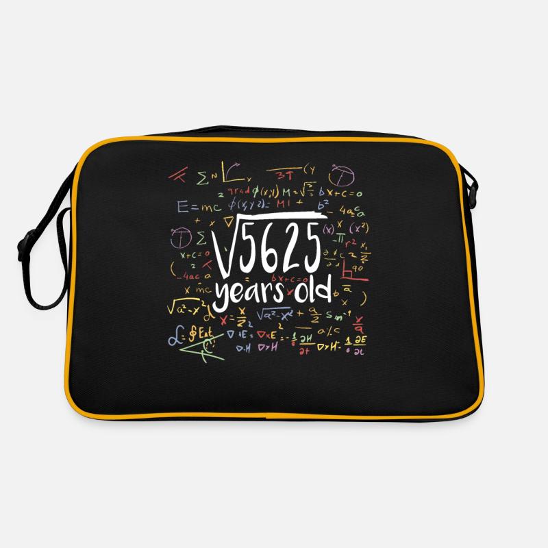 Quadratwurzel von 5625 Mathe Nerd 75. Geburtstag - Retro Tasche - Schwarz/Gold