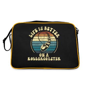 Roller Coaster Retro Vintage Life - Retro Tasche - Schwarz/Gold - Hinten