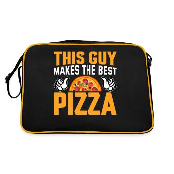 Pizza Design für Pizzabäcker und Pizzaliebhaber - Retro Tasche - Schwarz/Gold - Hinten