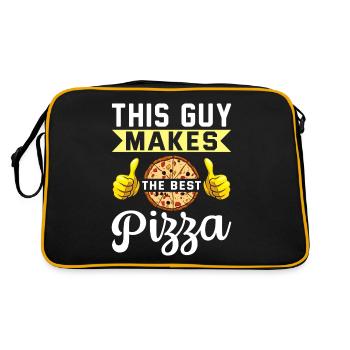Pizza Design für Pizzabäcker und Pizzaliebhaber - Retro Tasche - Schwarz/Gold - Hinten