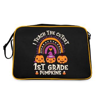 Halloween I Teach The Cutest 1st Grade Pumpkins - Retro Bag - black/gold - Back
