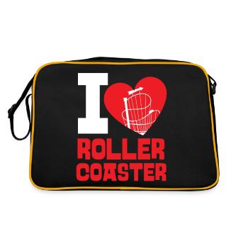 Roller Coaster Heart I Love Roller - Retro Tasche - Schwarz/Gold - Hinten