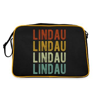 Lindau Stadt Retro Vintage - Retro Tasche - Schwarz/Gold - Hinten