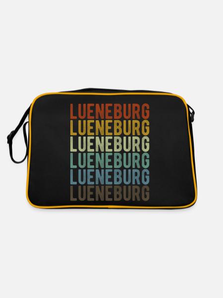 Lueneburg Stadt Retro Vintage - Retro Tasche - Schwarz/Gold - Hinten