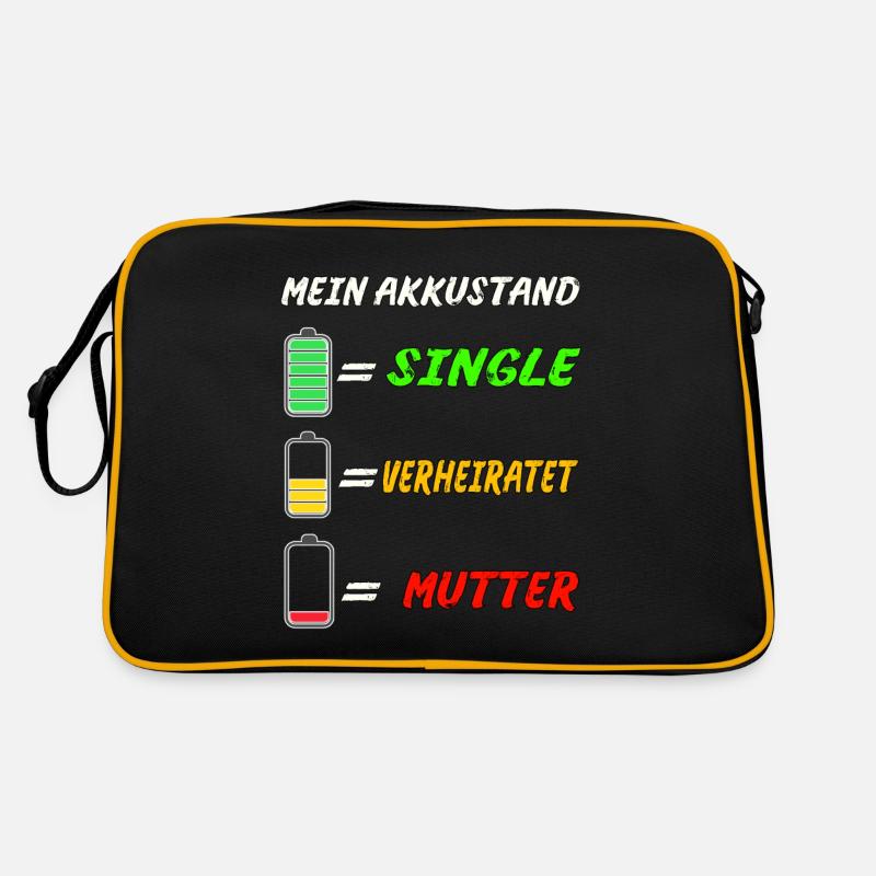 Mutter Mama Single Verheiratet Akku - Retro Tasche - Schwarz/Gold