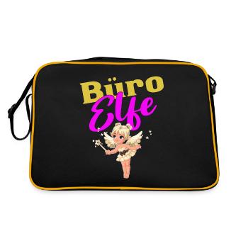 Büro Elfe Kollegin Arbeit im Büro - Retro Tasche - Schwarz/Gold - Hinten