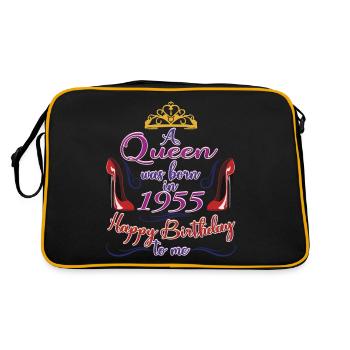 A Queen Was Born In 1955 - 67 Years Old Birthday - Retro Bag - black/gold - Back