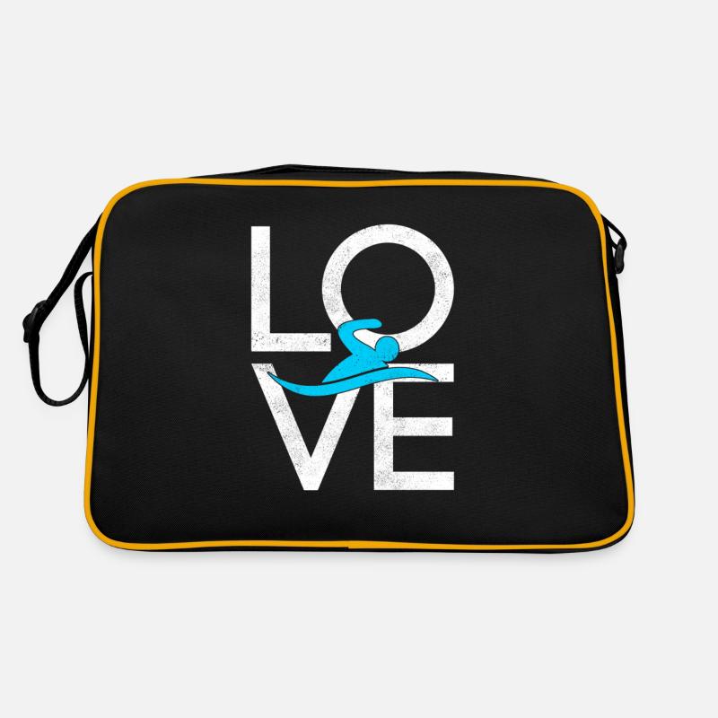 Schwimmen - Retro Tasche - Schwarz/Gold