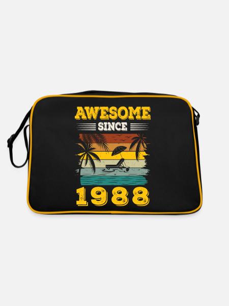 Awesome seit 1988 Vintage Geburtstagsgeschenk - Retro Tasche - Schwarz/Gold - Hinten
