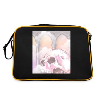 Angelcore Ästhetik Gothic Totenkopf Goth - Retro Tasche - Schwarz/Gold - Hinten