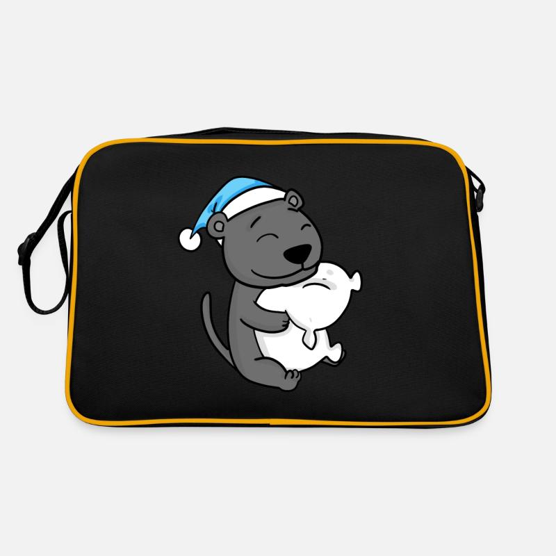 cute black panther with pillow and sleeping cap Retro Bag