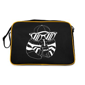Beatnik Frosch Milchkarton Retro Vintage - Retro Tasche - Schwarz/Gold - Hinten