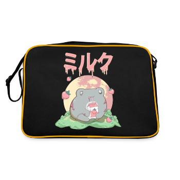 Zombiecore Esthétique Kawaii Grenouille Lait de Fraise - Sac Retro - noir/or - Dos