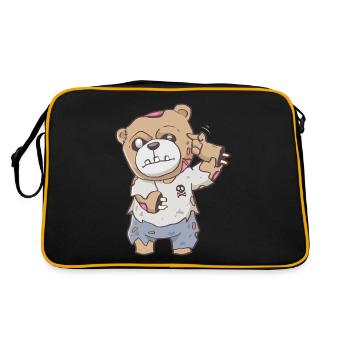 Zombiecore Ästhetisch Zombie Bär Pastell Goth - Retro Tasche - Schwarz/Gold - Hinten