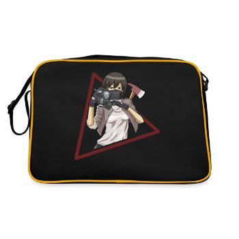 Zombiecore Ästhetische Anime Mädchen Maske - Retro Tasche - Schwarz/Gold - Hinten
