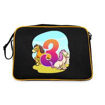 3rd Birthday Riding Horse Theme Three Party - Retro Bag - black/gold - Back