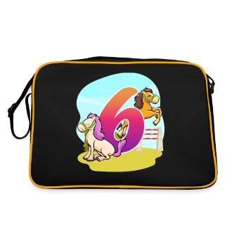 6th Birthday Riding Horse Theme Six Party - Retro Bag - black/gold - Back