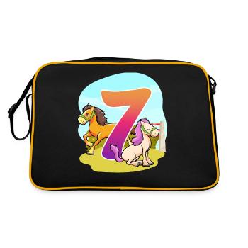 7th Birthday Riding Horse Theme Seven Party - Retro Bag - black/gold - Back
