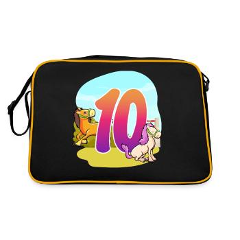10th Birthday Riding Horse Theme Ten Party - Retro Bag - black/gold - Back