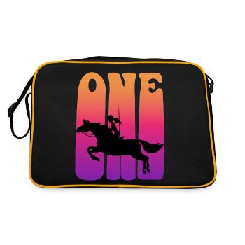 Mädchen Reitet, Ich Bin 1 Jahr Alt, Kinder 1. - Retro Tasche - Schwarz/Gold - Hinten