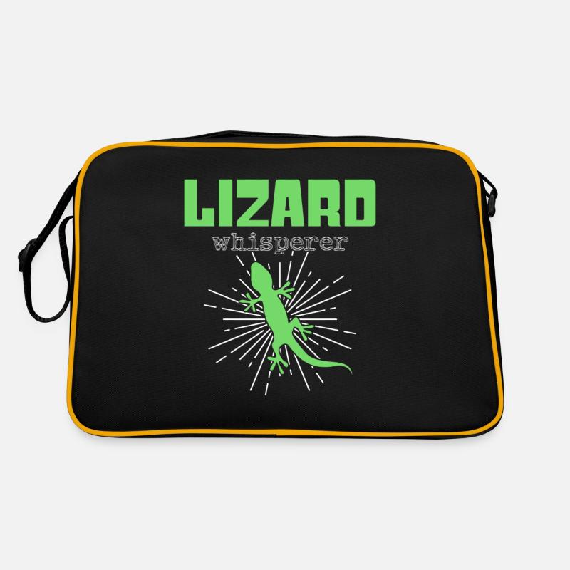 Eidechsen Flüsterer - Retro Tasche - Schwarz/Gold