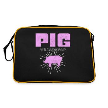 Schweine Flüsterer - Retro Tasche - Schwarz/Gold - Hinten