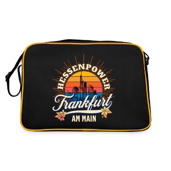 Frankfurt am Main Hessenpower - Retro Tasche - Schwarz/Gold - Hinten
