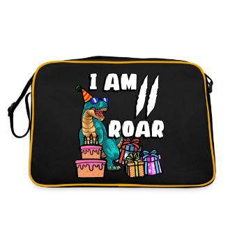 I Am 2 Roar | Dinosaur Birthday Shirt | - Retro Bag - black/gold - Back