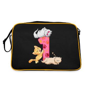 Chaton du 1er anniversaire | Chemise d’anniversaire de chat | - Sac Retro - noir/or - Dos
