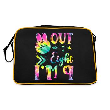 Peace Out Eight I'm 9 | Tie Dye Themed Geburtstag - Retro Tasche - Schwarz/Gold - Hinten