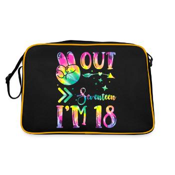 Peace Out Seventeen I'm 18 | Tie Dye Themed - Retro Bag - black/gold - Back