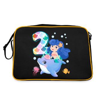 2ème anniversaire | Anniversaire de sirène | - Sac Retro - noir/or - Dos