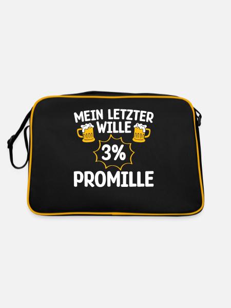 MEIN LETZTER WILLE 3 PROMILLE Bierliebhaber - Retro Tasche - Schwarz/Gold - Hinten