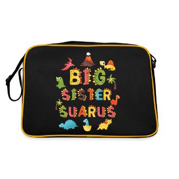Sister Saurus | Dinosaur Birthday | - Retro Bag - black/gold - Back