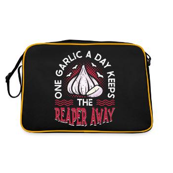 Un ail par jour éloigne la faucheuse sinistre - Sac Retro - noir/or - Dos