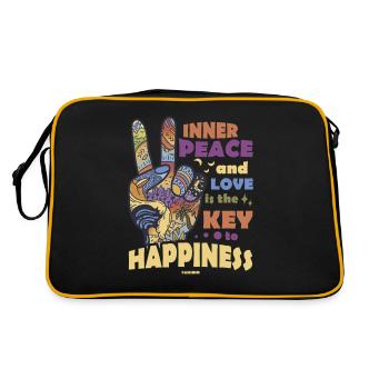 inner peace peace sign two fingers - Retro Bag - black/gold - Back