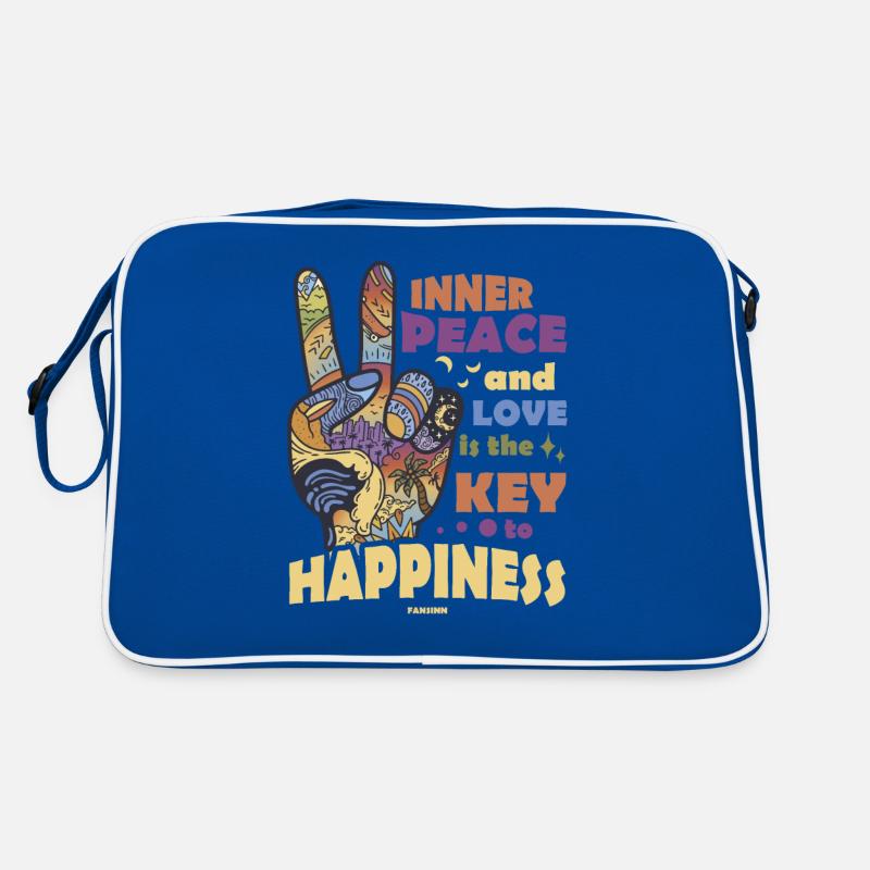 innerer Frieden Peacezeichen zwei Finger Retro Tasche