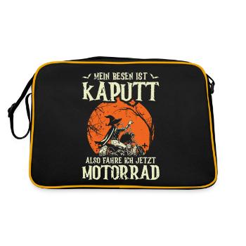 Mein Besen Ist Kaputt Also Fahre Ich Jetzt - Retro Tasche - Schwarz/Gold - Hinten
