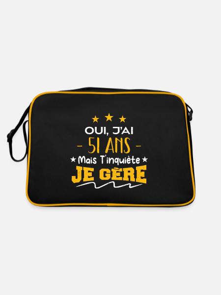 Oui, j'ai 51 ans mais t'inquiète, je gère - Sac Retro - noir/or - Dos
