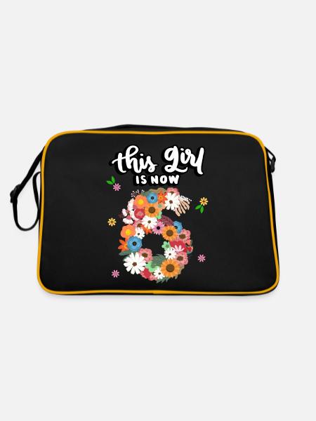 Cette fille est maintenant 6 fleurs colorées 6. - Sac Retro - noir/or - Dos