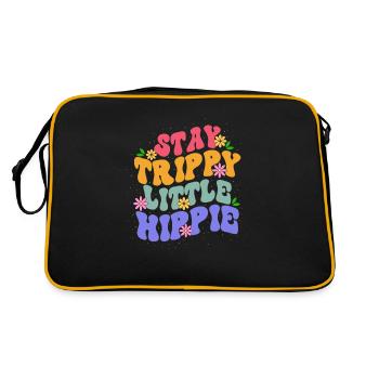 Stay Trippy Little Hippie Floral-themed Colorful - Retro Bag - black/gold - Back