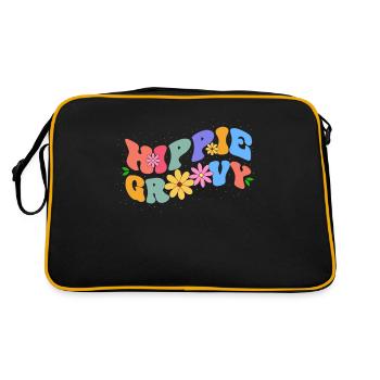 Hippie Groovy Bloom Floral Theme Colorful Leisure - Retro Bag - black/gold - Back