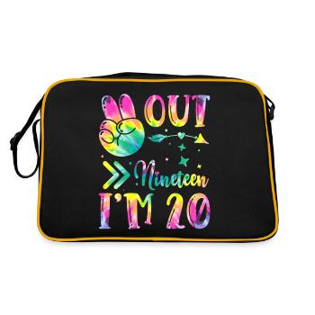 Peace Out Nineteen I'm 20 | Tie Dye Themed - Retro Bag - black/gold - Back