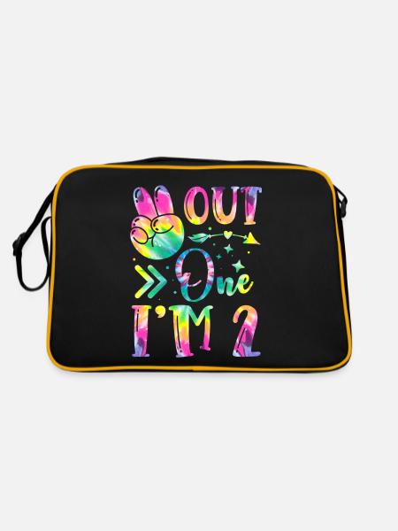 Peace Out One J’ai 2 | | d’anniversaire sur le thème de Tie Dye - Sac Retro - noir/or - Dos