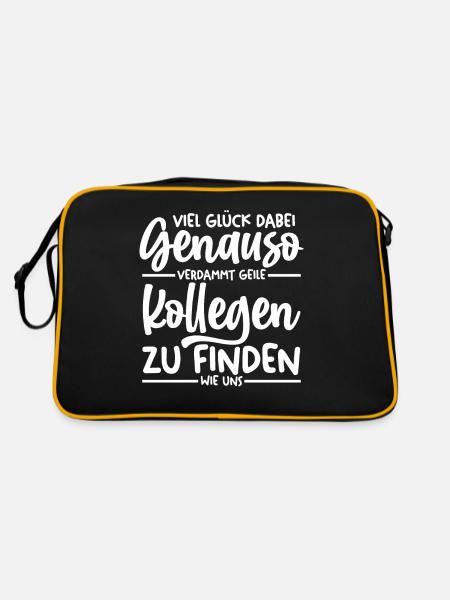 Neuer Job Jobwechsel Abschied Bester Kollege - Retro Tasche - Schwarz/Gold - Hinten