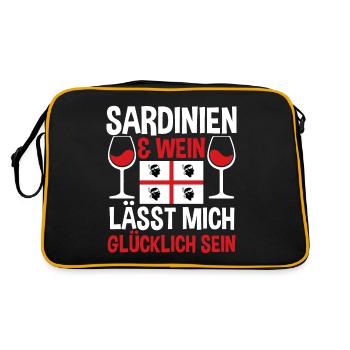 Sarde Sardische Flagge Sardegna Sardinien - Retro Tasche - Schwarz/Gold - Hinten