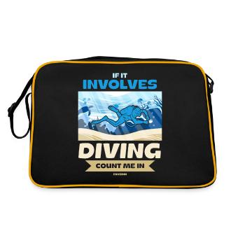 If It Involves Diving Count Me In - Retro Tasche - Schwarz/Gold - Hinten