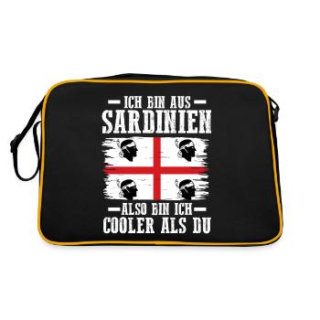 Sarde Sardische Flagge Sardegna Sardinien - Retro Tasche - Schwarz/Gold - Hinten